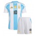 Camisa de time de futebol Argentina Lionel Messi #10 Replicas 1º Equipamento Infantil Copa America 2024 Manga Curta (+ Calças curtas)